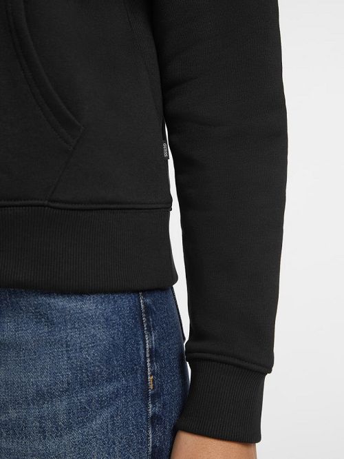 Guess Chenille Logo Patch Hoodie Zwart | GUESS-SN28346