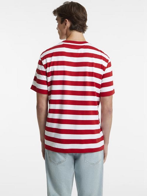 Guess Striped Logo Tee Rood | GUESS-SN30674